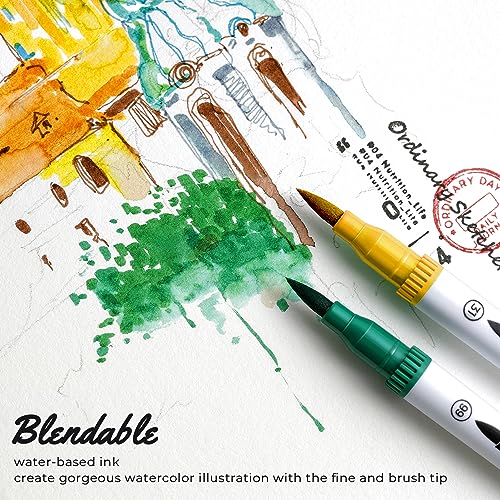 60 Ohuhu Markers for Coloring Books - No bleeding - Dual Tips Fineliner & Brush Drawing Pens - Maui